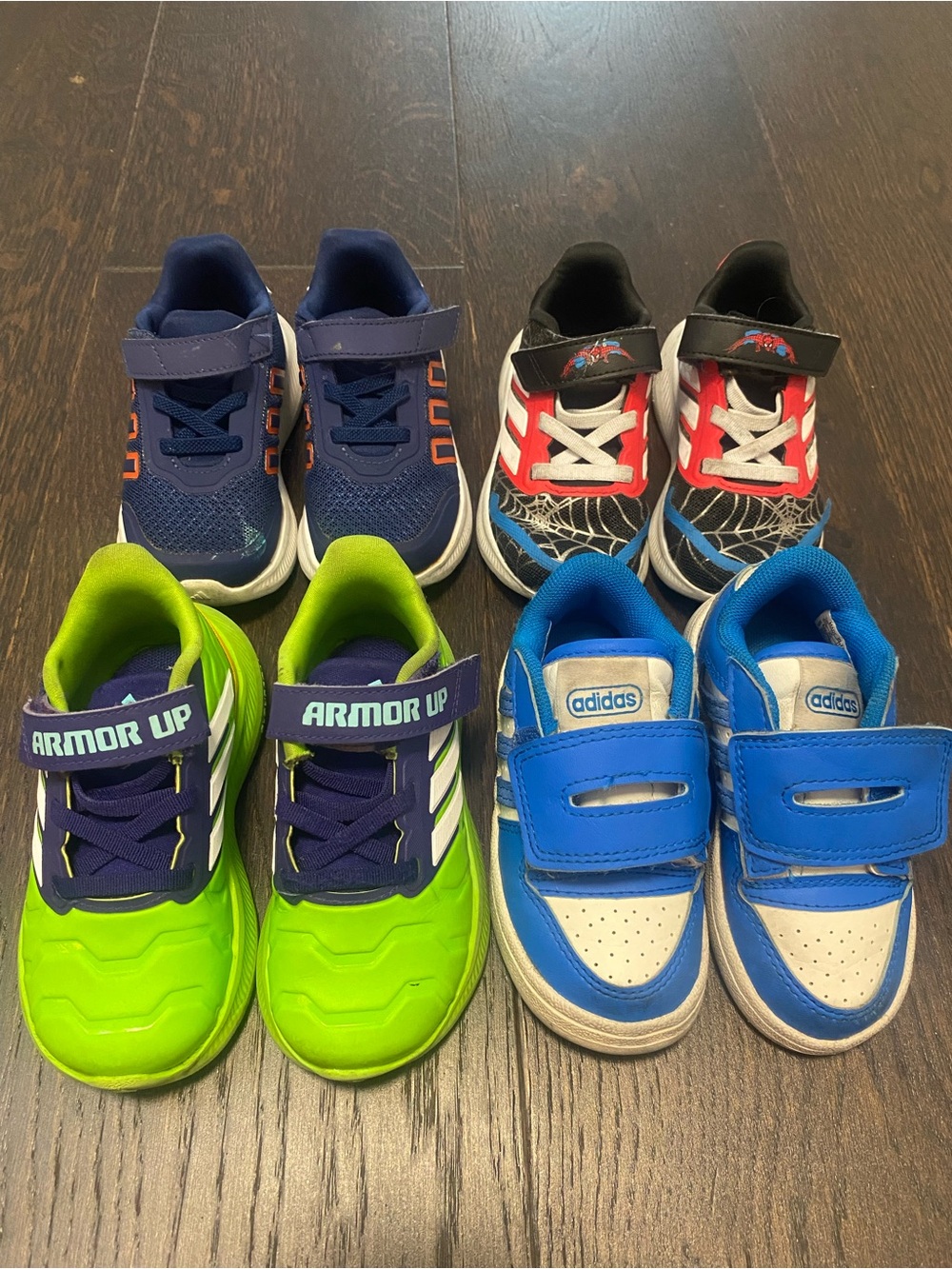 adidas Toddler Boys’ Velcro Low-Top Sneakers, Size 6.5K US/ 6K UK, 4-Pair Bundle
